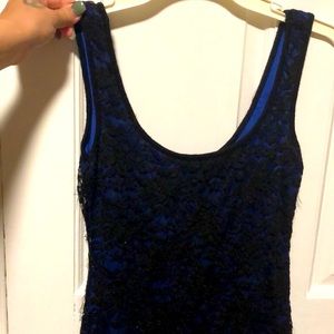 Black lace dress with blue underneath